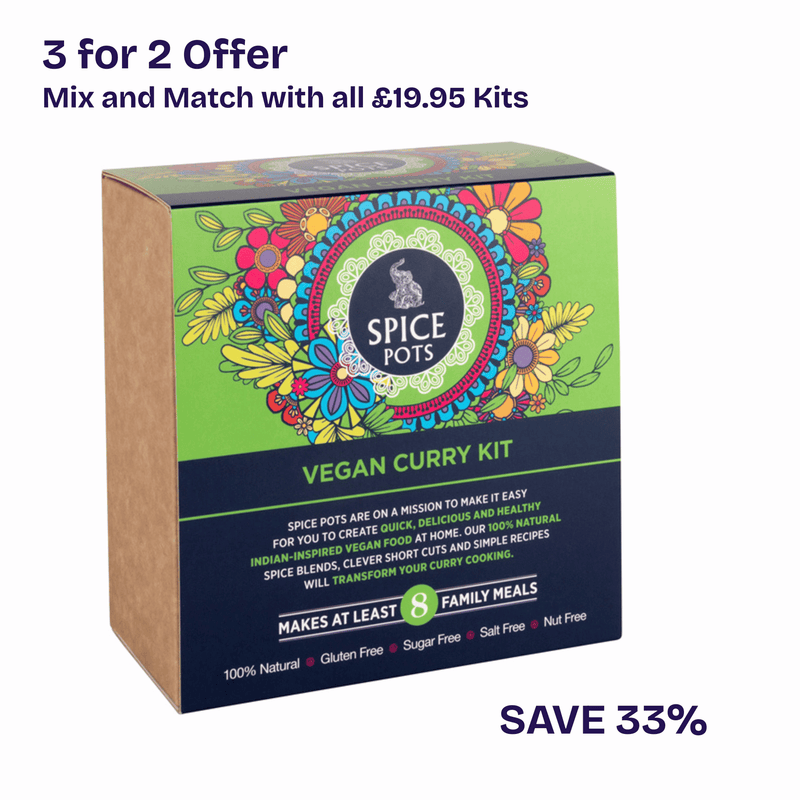 Vegan Curry Kit - 4 Spice Blends and 8 Easy Vegan Curry Recipes